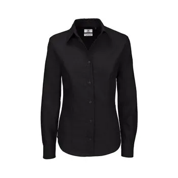 Dámská košile Košile dámská B&C Oxford s dlouhým rukávem - černá, XS