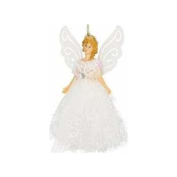 Vánoční dekorace Vánoční ozdoba - Anděl v bílých šatech 20 cm