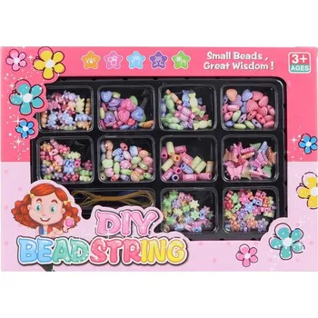 Dětské navlékací korálky Korálky barevné pastelové navlékací s provázky set výroba dětské bižuterie