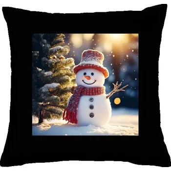 Pánské tričko Polštář bavlněný s potiskem Zimní motiv veselého sněhuláka