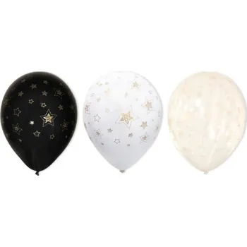 Party dekorace Balónek s potiskem Zlaté hvězdy mix barev - 30 cm