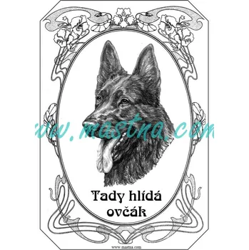Cedulka německý ovčák černý ovál 2 - Bez samolepicí vrstvy