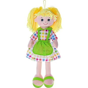 Nanynka textilní hadrová žlutá mluví zpívá látková na baterie Zvuk CZ PLYŠ 50 cm