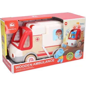 autíčko Wiky Vehicles Sanitka dřevo/plast s efekty 21cm