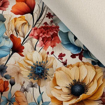 Oděvní strečový samet květiny tmavé 93