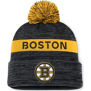 Čepice Fanatics Boston Bruins NHL Authentic PRO Rink Beanie Cuff With POM black/yellow gold - UNI