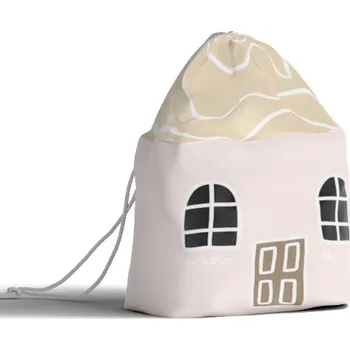 Box na hračky - panel se střihem M růžový domeček