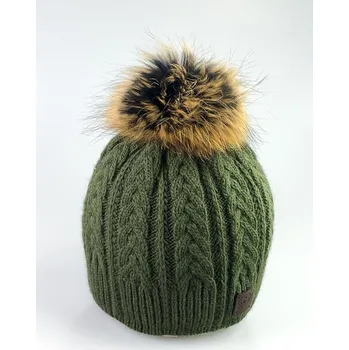 Čepice Dámská čepice s bambulí Iwa zelená, VELIKOST UNI