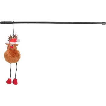 Hračka pro kočku TRIXIE Xmas Reindeer Rod - vánoční hrací prut se sobem, 45 cm, plast/plyš