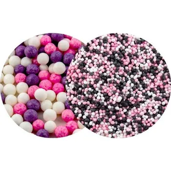 Jedlá dekorace na dort SweetArt cukrové perly Princess mix 7 mm a máček Minnie mix (120 g)