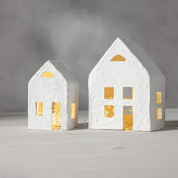 Vánoční dekorace Světelný LED řetěz s domečky výška 20 cm Star Trading Plain - bílý bílá