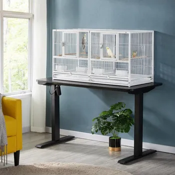 Rozšiřující chovná, dvojitá dělitelná klec pro ptáky a papoušky. Voliéra rozšiřující bílá s roztečí mříží 1cm, 96x46x53cm.