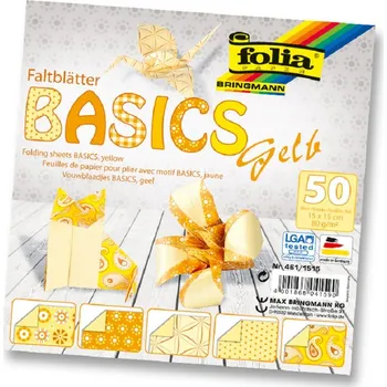 Barevný papír Origami papírky 15x15 Basic žlutý Folia Bringmann TBF4611515