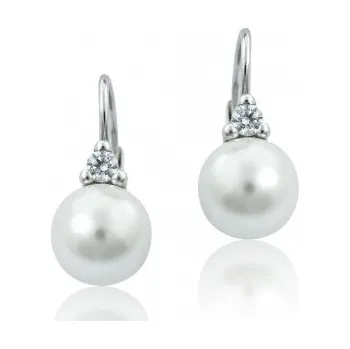 Náušnice Stříbrné náušnice Swarovski perla bílá -VE120 (Stříbrné náušnice se Swarovski perlou bílou)