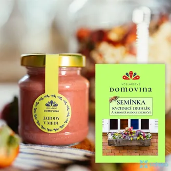 Jahody v medu + semínka Kvetoucí truhlík Včelařství Domovina 170 g