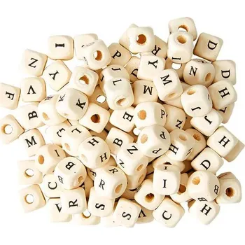 Dětské navlékací korálky Dřevěné korálky Abecedou 100ks