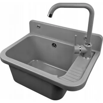 Nerezový dřez Plastový dřez Vigo s baterii STEEL šedý 50 x 34 x 31cm