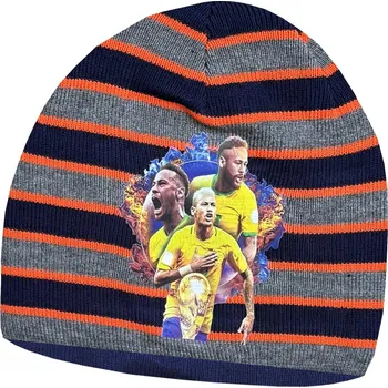 Čepice Numberoplus Dětská fotbalová pletená čepice - Brazílie Neymar JR.10 tf Barva: Oranžová