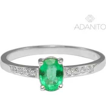 Prsten Zlatý briliantový prsten se smaragdem z bílého zlata