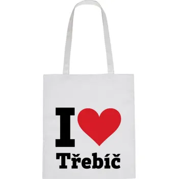 Nákupní taška Plátěná taška - I love Třebíč Růžová