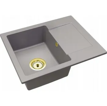 Granitový dřez Granitový dřez DONZO ŠEDÁ + zlatý sifon 46,5 x 57,6 x 17,4cm