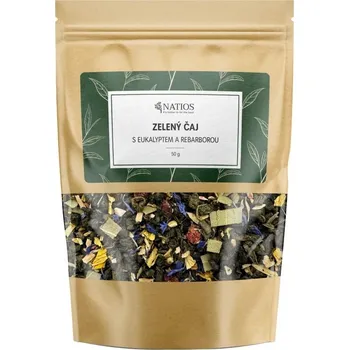 Čaj Natios Zelený listový čaj s eukalyptem a rebarborou sypaný 50 g