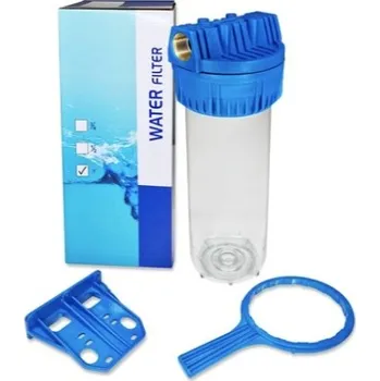 Ochranný vodní filtr Průhledná nádoba filtru 10"x2,5" Připojení: 1", Držák filtru: Bez držáku filtru, Klíč k filtru: Bez klíče k filtru