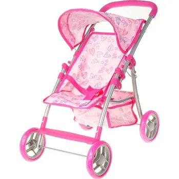 Panenka Kočárek golfové hole růžový srdíčka s košíkem pro panenku miminko