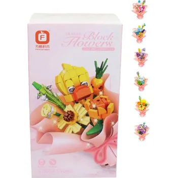 ostatní stavebnice Stavebnice kytice se zvířátkem skládačka 123-132 dílků 6 druhů plast