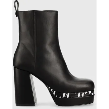 Dámské kozačky Kožené kotníkové boty Karl Lagerfeld Strada dámské, černá barva, na podpatku, KL30144 KL30144.000 99X, EUR 39