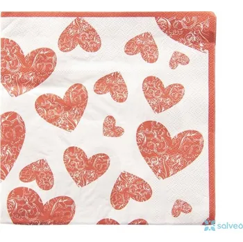 Papírový ubrousek Ubrousky papírové srdce 20 ks 33 x 33 cm
