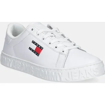 Pánské tenisky Kožené sneakers boty Tommy Jeans TJW LOGO SNEAKER ESS EN0EN02703 bílá 00X, EUR 40