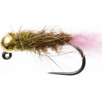 Rybářský háček Tungstenový jig s růžovým tipem hnědo-olivový, vel. 10