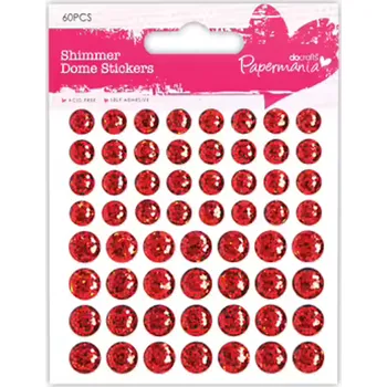 Samolepící dekorace WEST DESIGN Třpytkaté vypouklé samolepicí tečky 60ks - červené