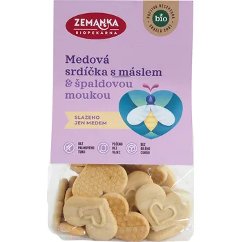 Mouka Biopekárna Zemanka Bio medová srdíčka s máslem 100 g