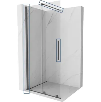 Sprchové dveře MEXEN - VELAR montážní sada pro instalaci na stěnu/dveře kartáčovaná šedá 871-00-66