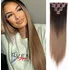 Příčesek Clip in vlasy 45 cm 7 pásů světle hnědé ombre