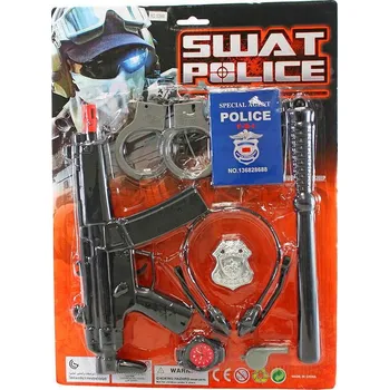 Dětská zbraň Sada policejní velká samopal 29cm s pouty a doplňky 8ks na kartě plast