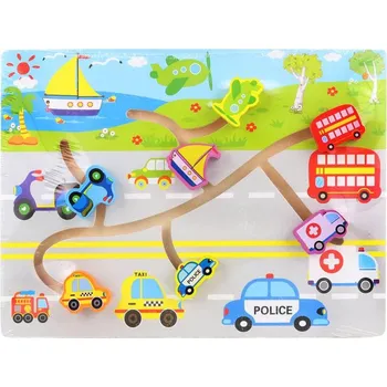 Dřevěná hračka DŘEVO Bludiště dopravní prostředky (dřevěná hračka)