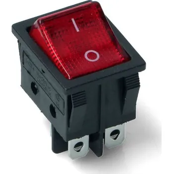 vypínač Vypínač kolébkový s podsvitem - červený 230V / 16A KCD4