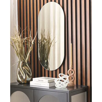 Zrcadlo Nástěnné zrcadlo stříbrné sklo 40 x 80 cm oválné dekorativní závěsné na stěnu doplněk dekorace Beliani