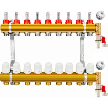rozdělovač topení WESPO Rozdělovač mosazný 9 okruhů pro podlahové topení