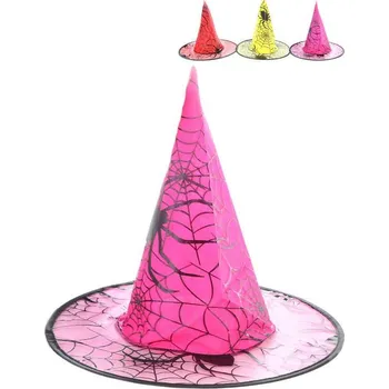 Karnevalový doplněk KARNEVAL Kloubouk čarodějnický pavučina 6 barev (karnevalový doplněk)