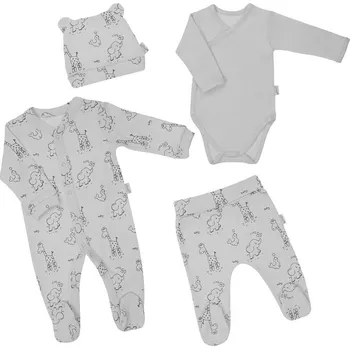 Dupačky Nicol Kojenecká soupravička do porodnice Baby Animals šedá Vel. 68