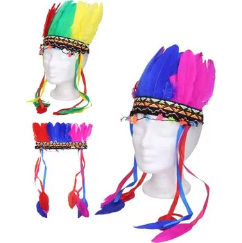 Karnevalový doplněk KARNEVAL Indián barevná čelenka 5 barev (karnevalový doplněk)