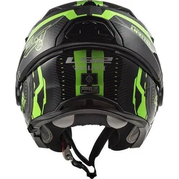 Helma na motorku LS2 FF399 VALIANT NUCLEUS BLACK GLOW GREENE černá zelená překlápěcí helma na motorku L