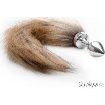 Anální kolík Kovový anální kolík s krátkým liščím ocáskem, hnědý