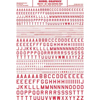 Modelová železnice propisot písmena USA Gothic červená Woodland Scenics MG741