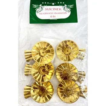 Vánoční svícen Z-Trade svícen na vánoční stromeček 6 ks zlatý