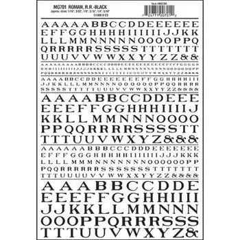 Modelová železnice propisot písmena Roman R.R. černá Woodland Scenics MG701